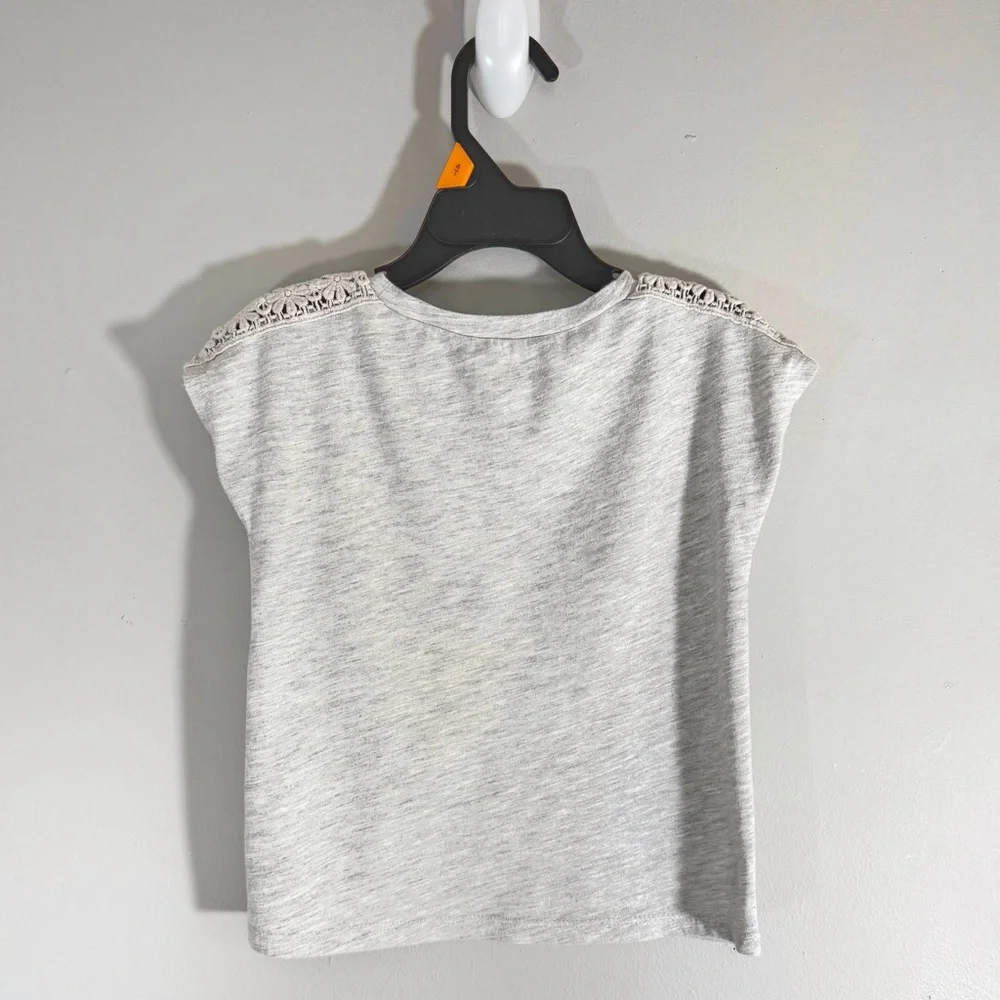The Children’s Place Lace Shoulder Top Girl’s Size 4 XS Heart Peace Smiley Face